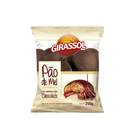 Biscoito Girassol Pão Mel Com Cobertura Chocolate 250G
