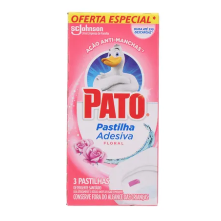 Detergente Sanitário Pato Pastilha Adesiva Floral Caixa com 3un - 30gr