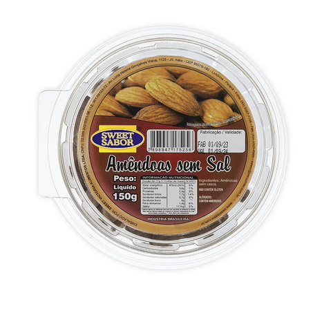 Amendoas Sweet Sabor 100g Pote S/Casca Torrada Salgada