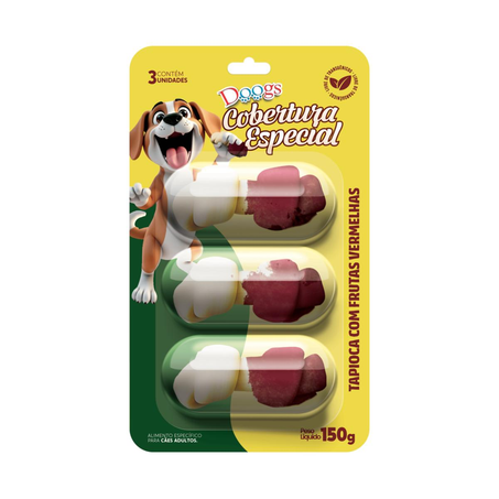 Osso Doogs 150g - Com 3 Unidades - Tapioca com Frutas vermelhas