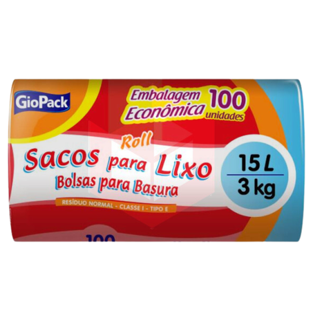 Saco lixo 15l/3kg 20un 39x58cm roll giopack