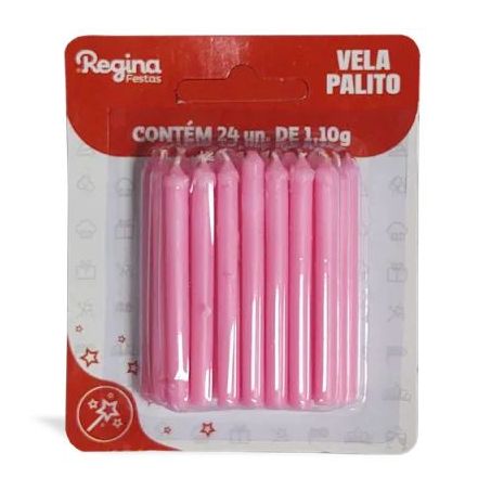 Vela Regina Palito Rosa 10un
