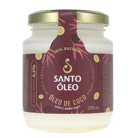 Óleo de Coco Santo Óleo Extra Virgem  Pote de Vidro 200ml 360-0