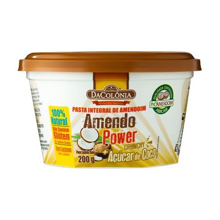 Pasta de Amendoim Crunchy com Açúcar de Coco Amendopower Embalagem 200G