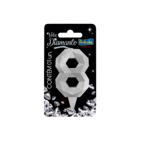 VELA DIAMANTE PRATA N8 FESTCOLOR 