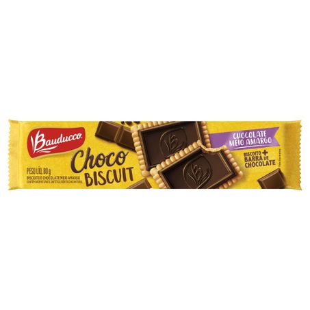 Biscoito chocolate meio amargo bauducco choco biscuit