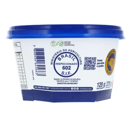 Queijo Burrata de Búfala Búfalo Dourado Pote 270gr 360-25