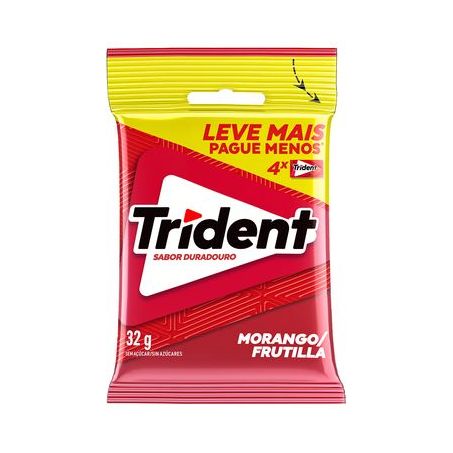 Goma de Mascar Trident Morango Pacote 4 Un X 32g