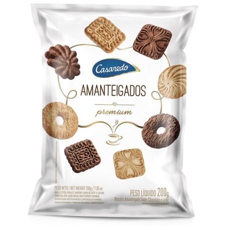 Biscoito amanteigado casaredo sabores chocolate e leite 200g
