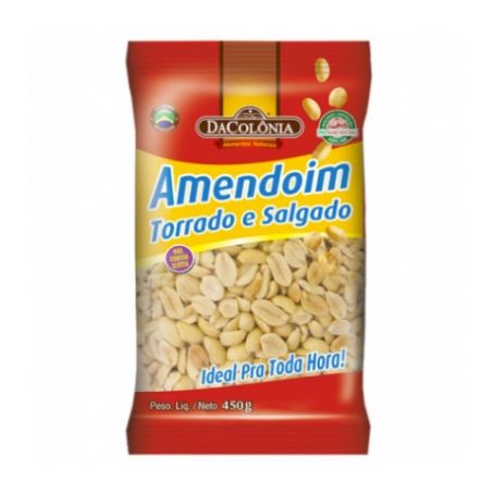 AMENDOIM DA COLONIA SEM PELE TORRADO SALGADO 450G