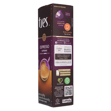 CAFÉ CÁPSULAS TRES ESPRESSO SUPREMO C/10 UN 360-6