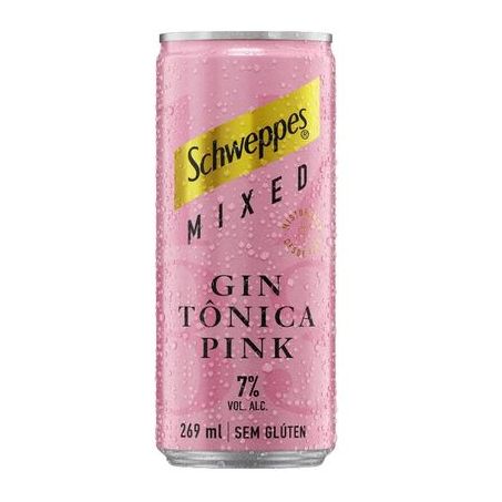 Bebida Mista Alcoólica Schweppes ixed Gin Tônica Pink Lata 269ml