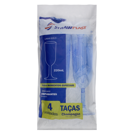 TACA CHAMPAGNE CRISTAL STRAWPLAST 314 220ML C/4UN