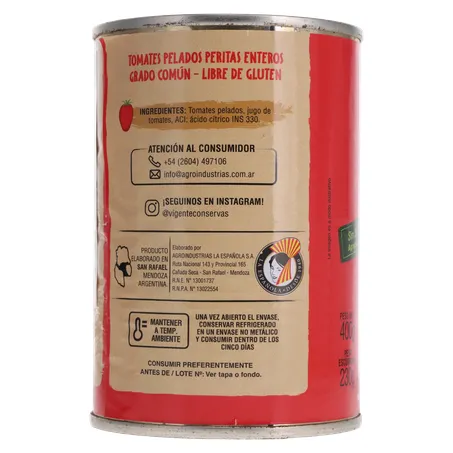 TOMATE PELADO IMPORTADO DA ARGENTINA VIGENTE LATA 230G 360-24