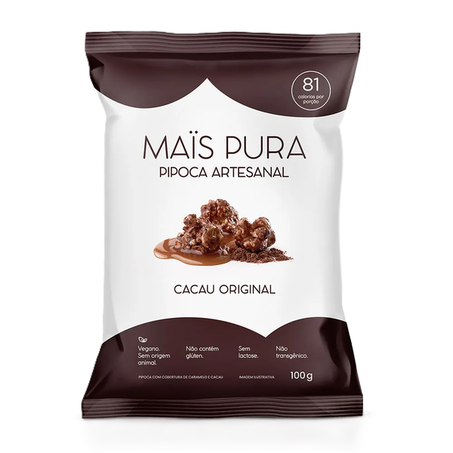 Mais Pura Pipoca Artesanal Cacau Original 100g Sem Glúten