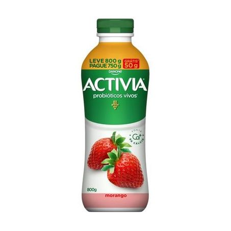 Leite Fermentado Activia Morango Garrafa Leve 800g Pague 750g 
 