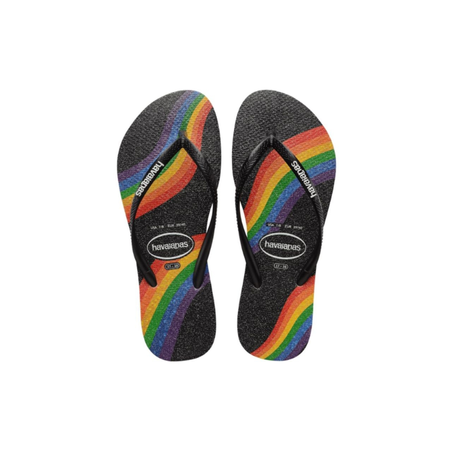 CHINELO HAVAIANAS SLIM PRIDE RNBW PRETO 43/44