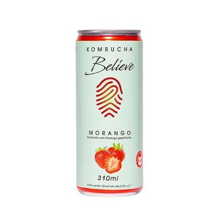 Kombucha Gaseificada Sabor Morango Believe 310ml