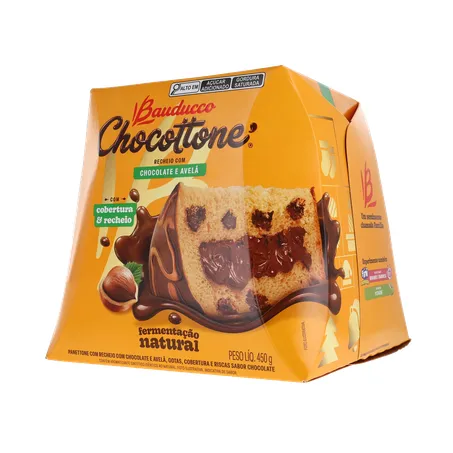 Panettone Bauducco Chocolate e Avelã Caixa 450gr 360-21
