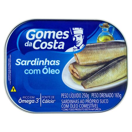 Sardinhas ao Próprio Suco Gomes Da Costa  com Óleo Comestível Lata 150gr