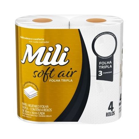 Papel higiênico mili soft air folha tripla 20m c/4un