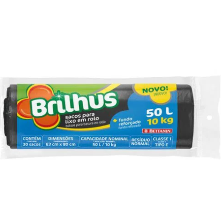 SACO DE LIXO BRILHUS 50L C/30UN (075238)