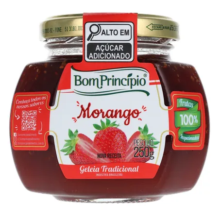 Geleia Bom Princípio Tradicional Morango Pote de Vidro 250gr 360-0