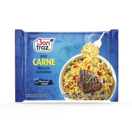Macarrão Instantâneo Bontraz Carne Pacote com  85G