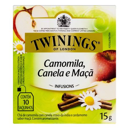 CHÁ MISTO CAMOMILA, CANELA E MAÇÃ TWININGS INFUSIONS COM 10 SACHÊS