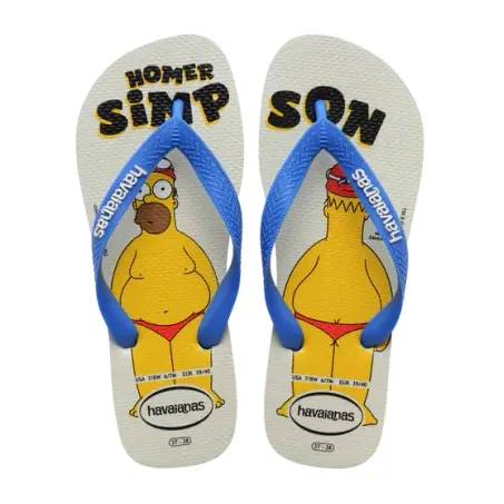 CHINELO HAVAIANAS SIMPSONS BRANCO/AZUL 35/36