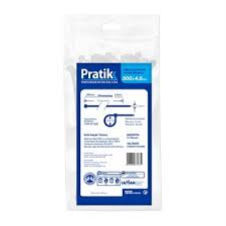 Abracadeira pratik 100un 300x4,0mm nylon branca