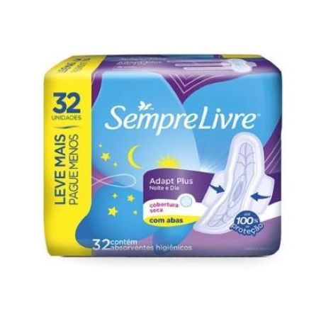 ABSORVENTE SEMPRE LIVRE ADAPT PLUS NOIT DIA C/ABAS 32UN