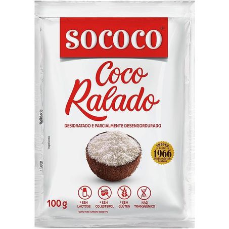 Coco ralado desidratado sococo pacote 100g