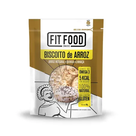 Biscoito de Arroz Fit Food Quinda Integrais e Linhaça Sachê 90gr