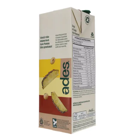 Bebida a Base de Soja Ades Sabor Abacaxi Caixa 1lt 360-22
