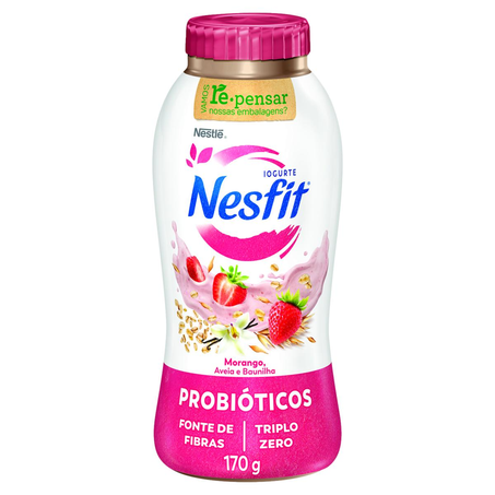 Iogurte Nesfit 170g - Desnatado - Zero Lactose - Aveia, Baunilha e Morango