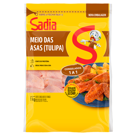 Meio da Asa Frango Sadia Tulipa Congelado 1kg