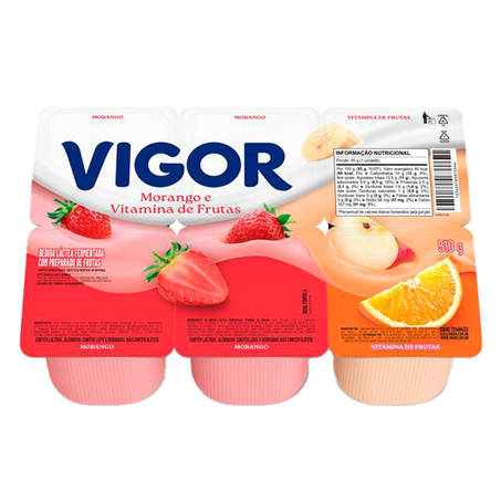 Bebida Láctea Vigor Todo Dia Morango e Vitamina de Frutas 510g