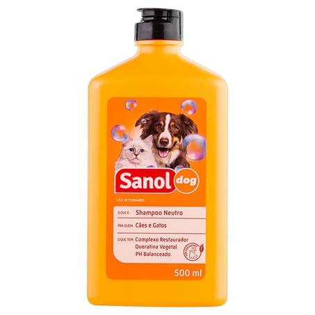 Shampoo Sanol 500ml - Para Cães ou Gatos - Neutro
