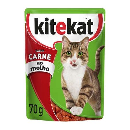 Alimento para Gatos Adultos KitKat Carne Ao Molho Sachê 70gr