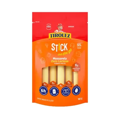 Queijo Mussarela Tirolez 160g Stick Zero Lactose