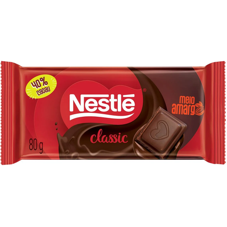 CHOCOLATE NESTLÉ MEIO AMARGO 40%CACAU 80G