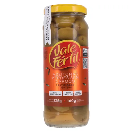Azeitona Verde Vale Fértil 160g - Sem Caroço - Vidro