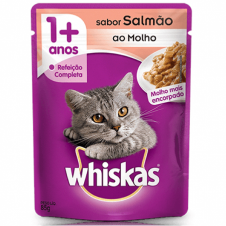 Alimento para gatos whiskas salmão ao molho 1+ 85g