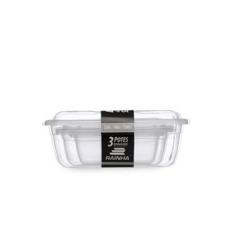 Conj 3 potes retangular 350/700/1500ml