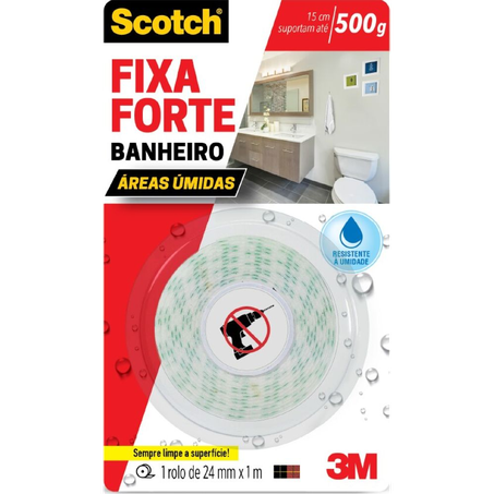 Fita Dupla Face 3M Scotch Fixa Forte Áreas Úmididas 500G