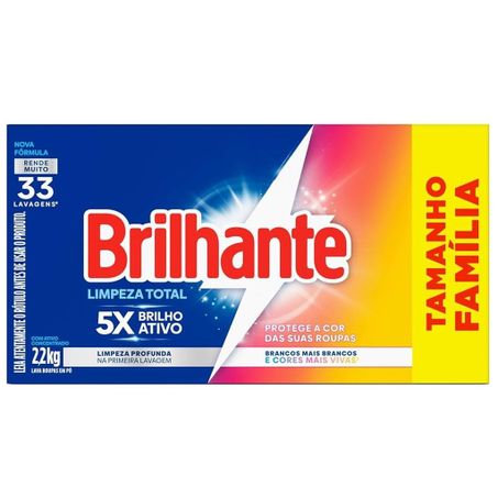 Sabão em pó brilhante limpeza total tamanho família cx 2.2kg