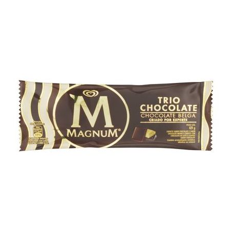 Picolé Kibon Magnum Trio Chocolate Embalagem 69G