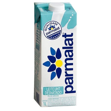 Leite UHT Desnatado Parmalat 0% de Gordura Zero Lactose Caixa com Tampa 1lt