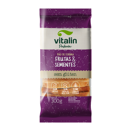 Pão De Forma Vitalin Frutas E Sementes Sem Glùtem 300g